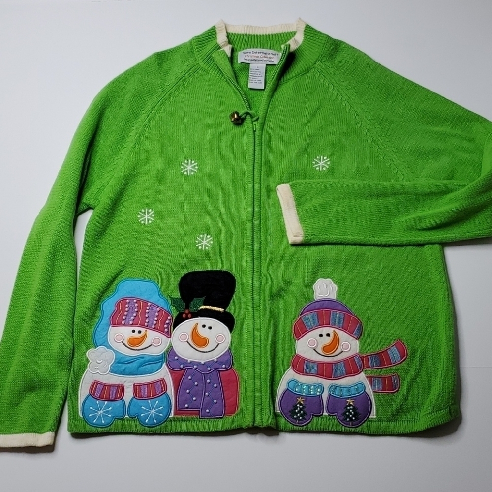 Tiara International Christmas Sweater Cardigan L